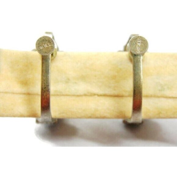 Green Tribal Turquoise Vintage Sterling Silver 925 Screw Back Earrings Patina - Picture 7 of 11